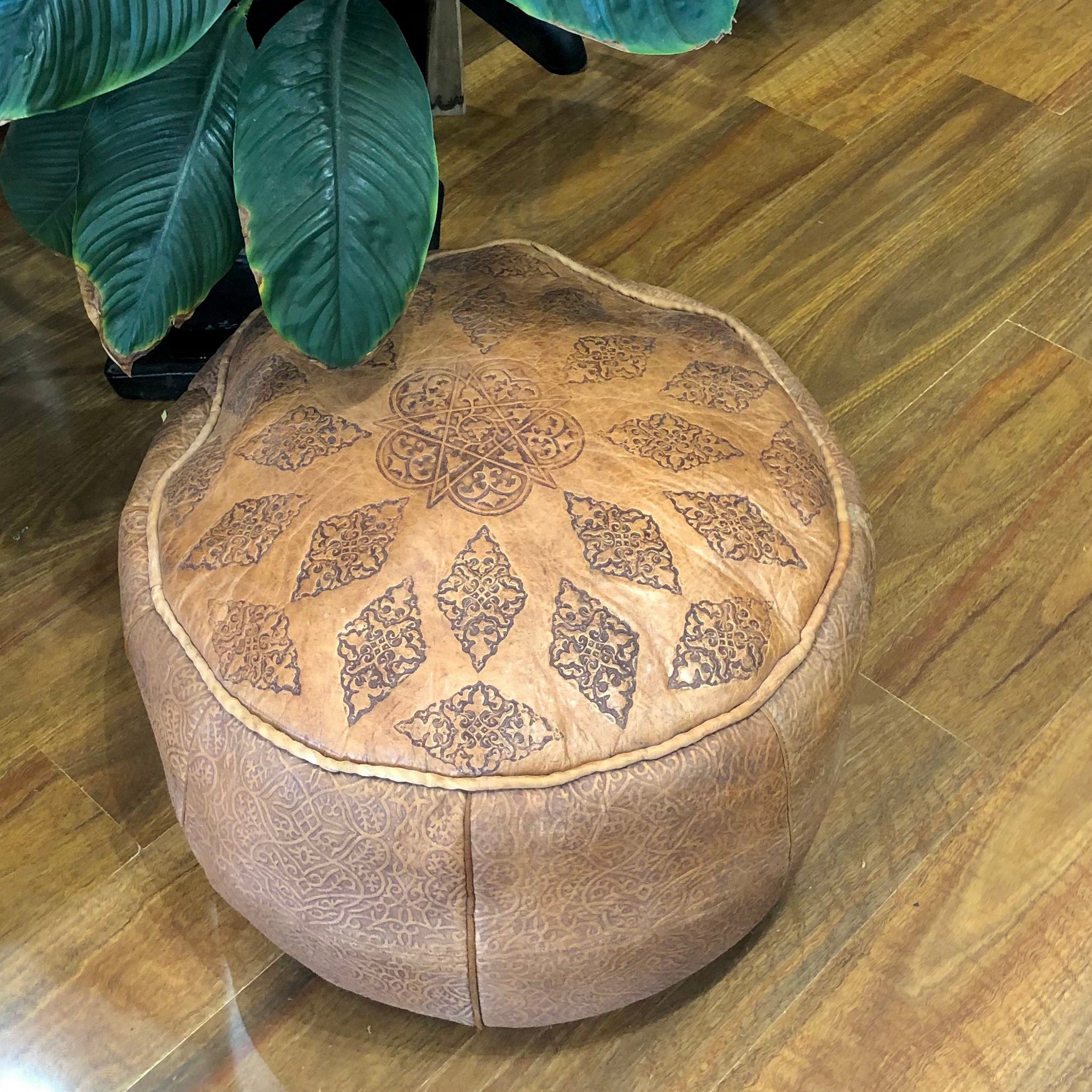 Moroccan Leather Ottoman - Nomad Designs Online