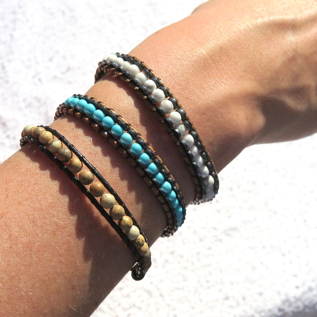 Healing Stone & Leather Bracelets - Nomad Designs Online