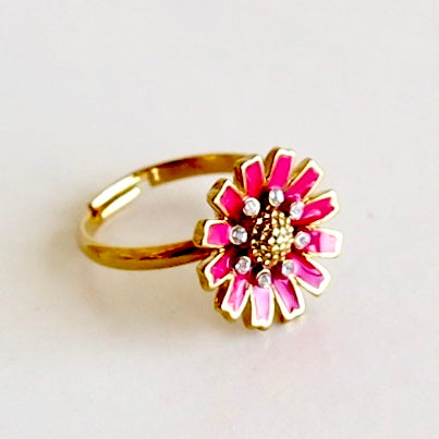 Pink Daisy Flower Ring - Nomad Designs Online