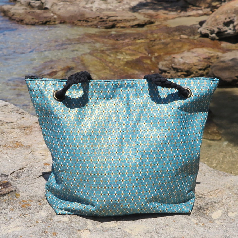 Aqua and Gold Shoulder Bag - Nomad Designs Online