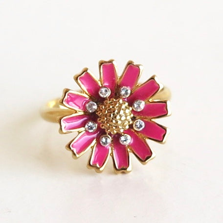 Pink Daisy Flower Ring - Nomad Designs Online