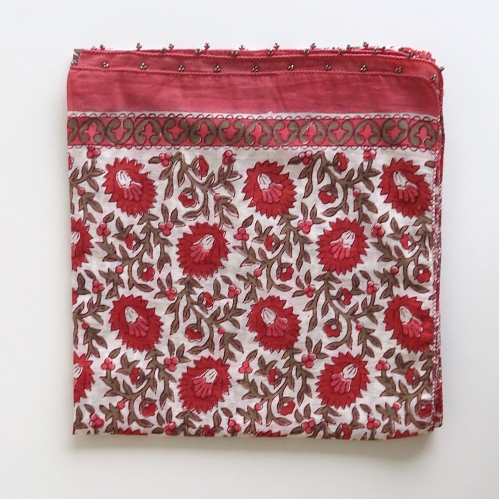 Red Flower Scarf - Nomad Designs Online