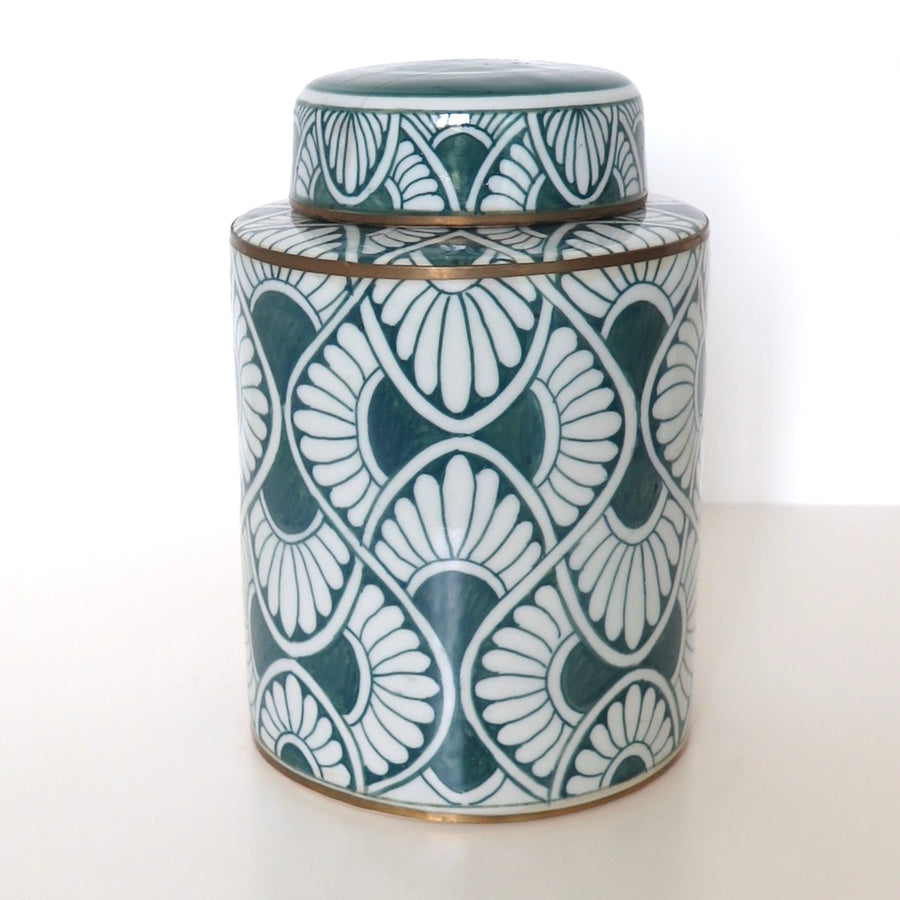Jade and White, Ginger Jar - Nomad Designs Online