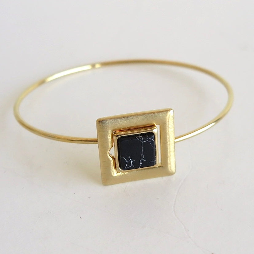 Howlite Square Bangle - Nomad Designs Online