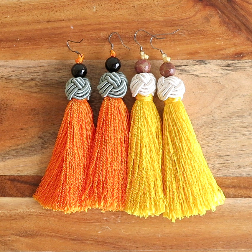 Tassel  Bead & Knot  Earrings - Nomad Designs Online