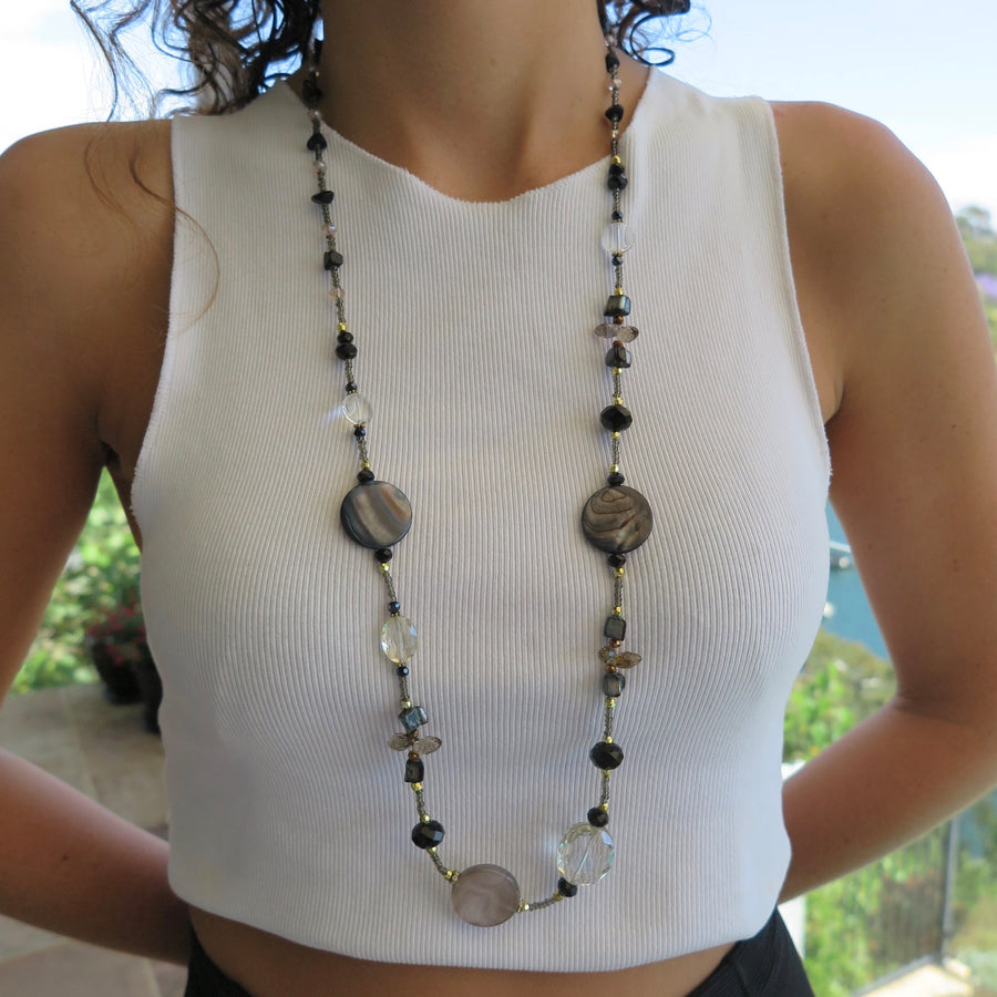 Long Beaded Crystal Necklace - Nomad Designs Online