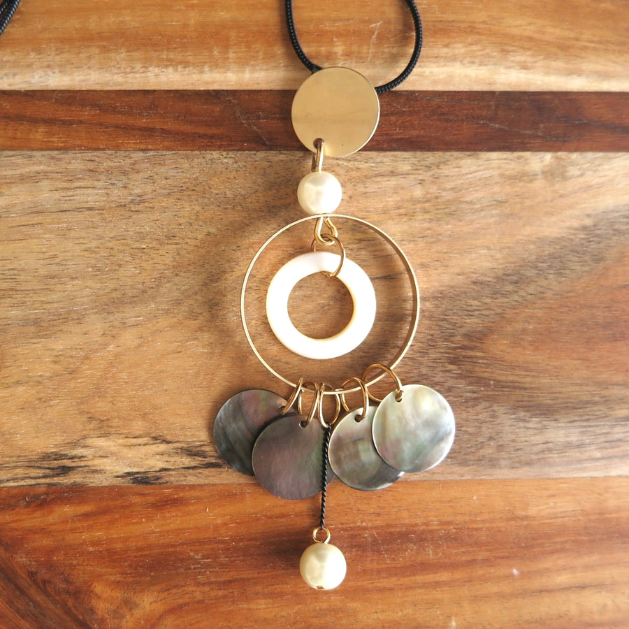 Long Circular Disk Necklace - Nomad Designs Online