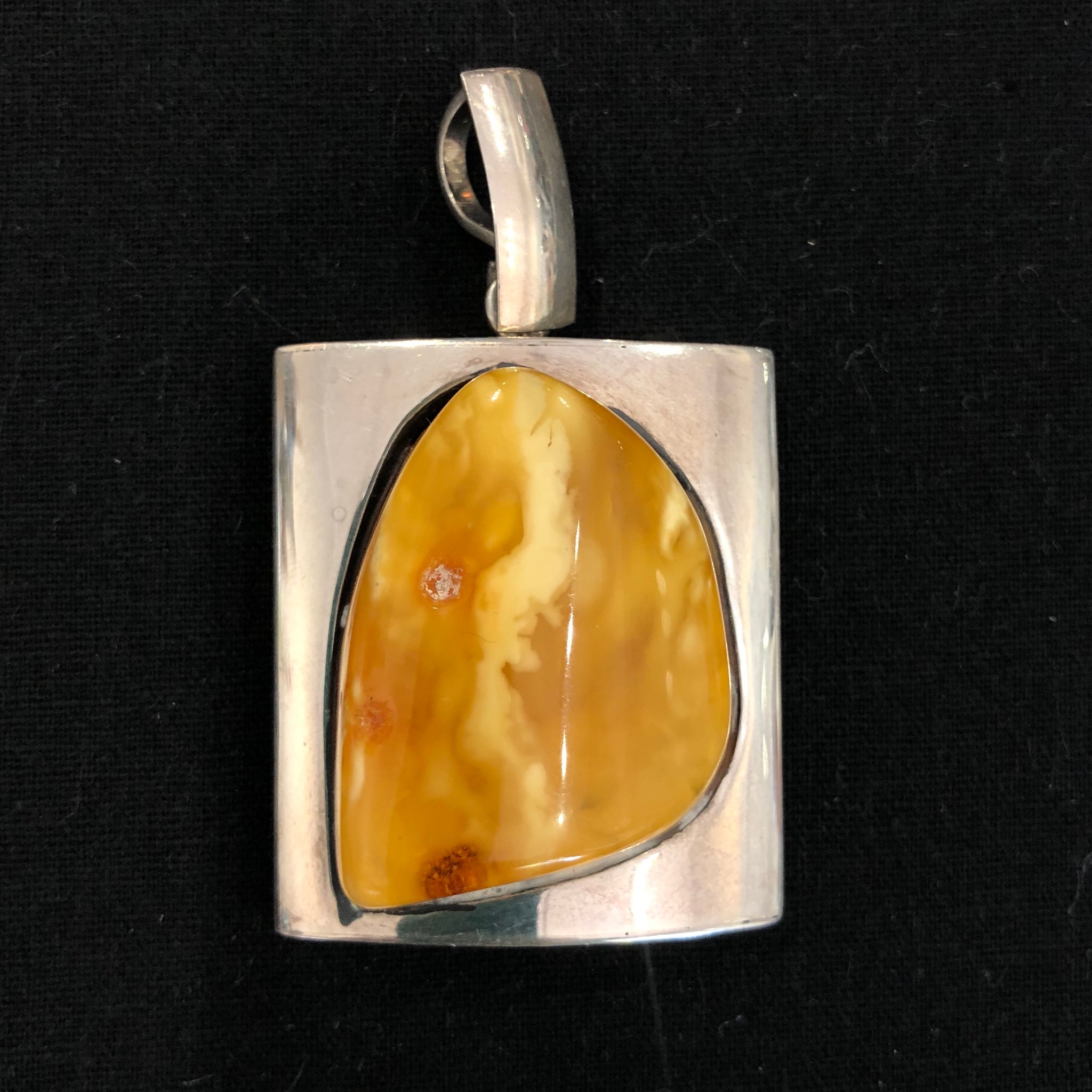 Amber and Silver Pendant - Nomad Designs Online