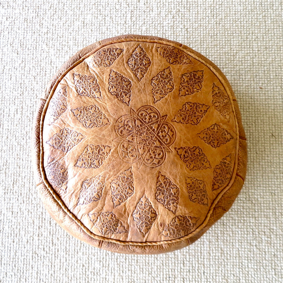 Moroccan Leather Ottoman - Nomad Designs Online