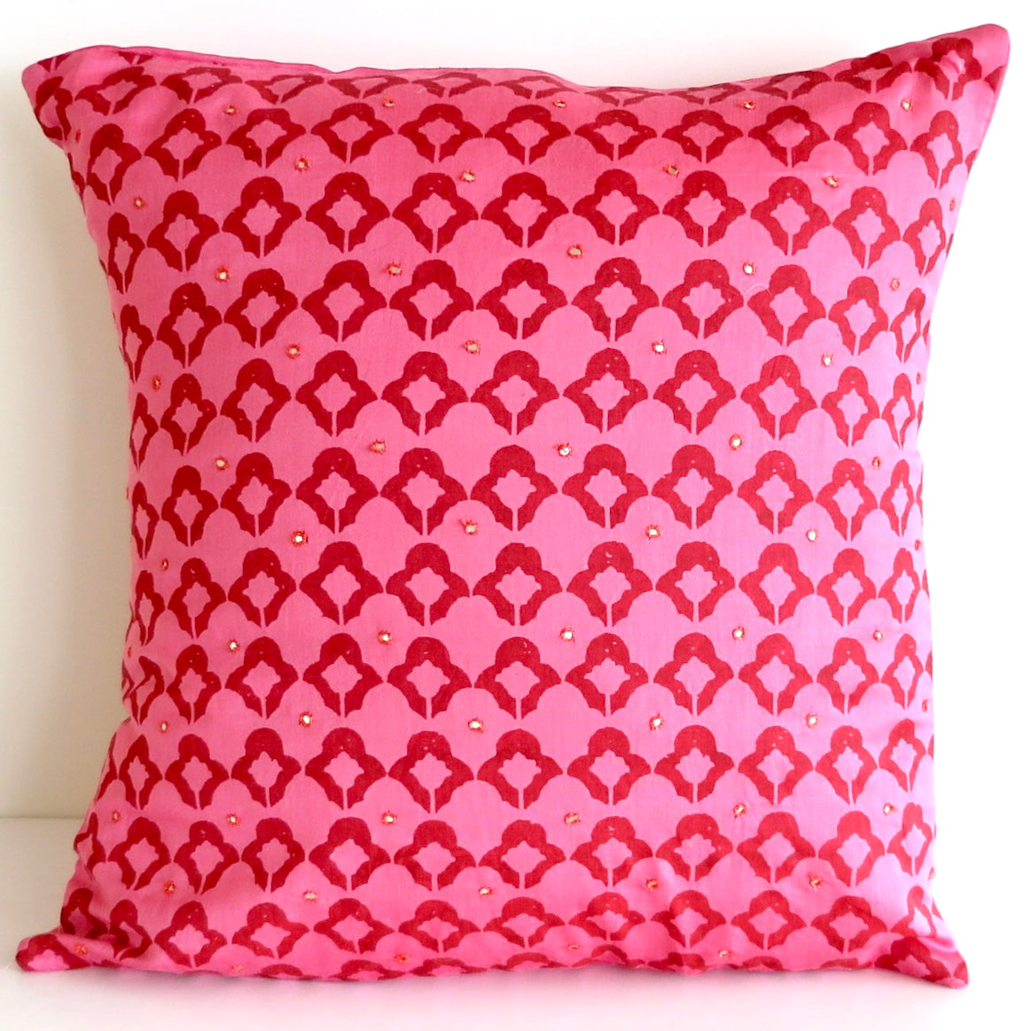 Rose Chanderi Silk, Cushion Cover - Nomad Designs Online