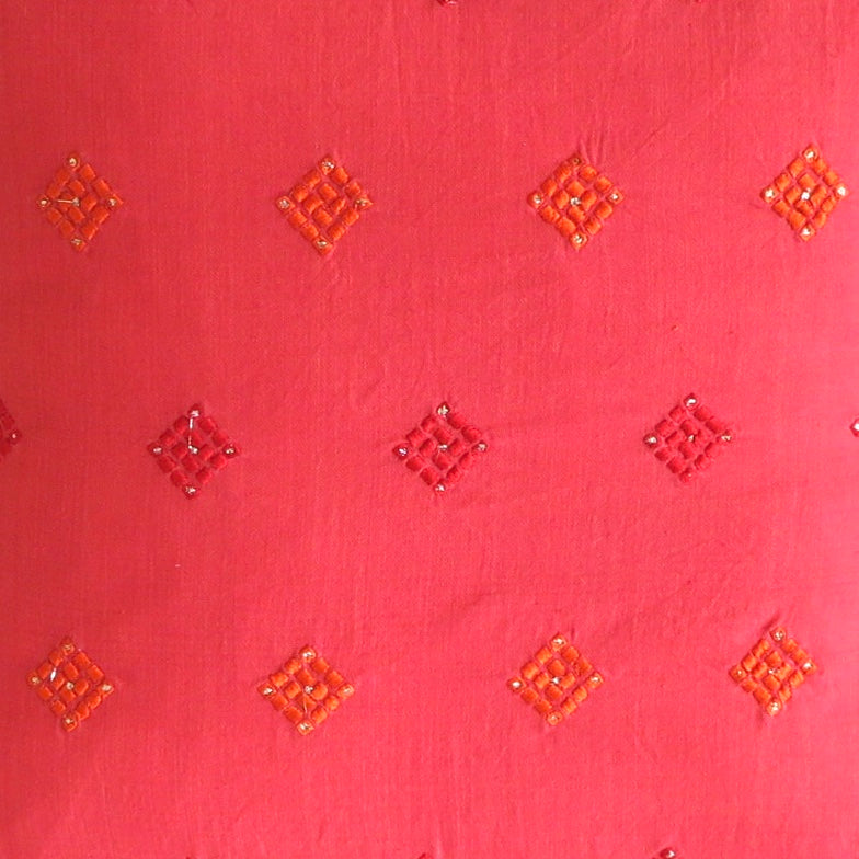 Coral Embroidered Diamond, Cushion Cover - Nomad Designs Online