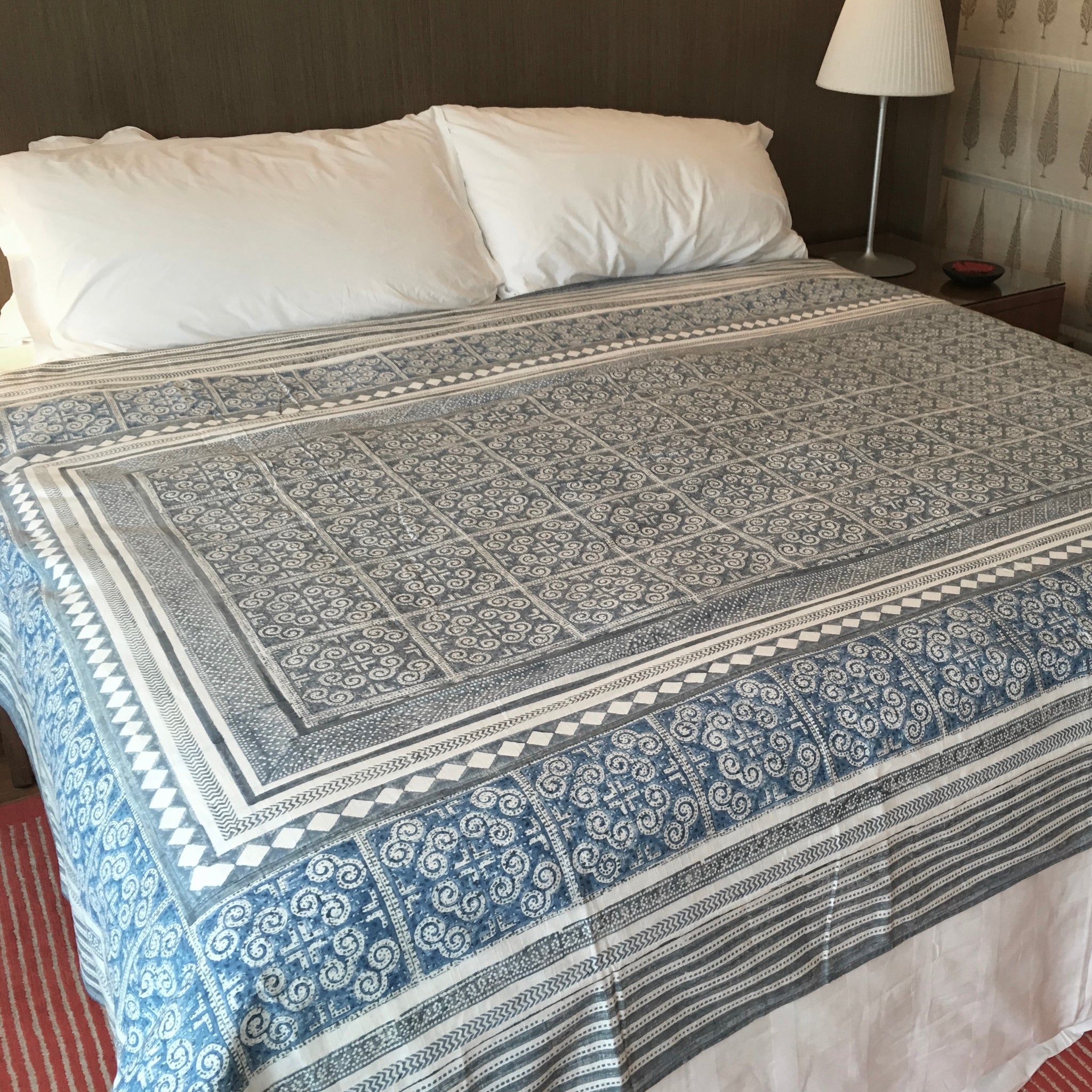 Block Printed, Cotton Bed  Cover