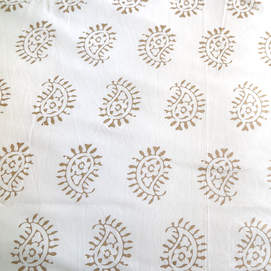 White and Gold Block Print, Bed Cover