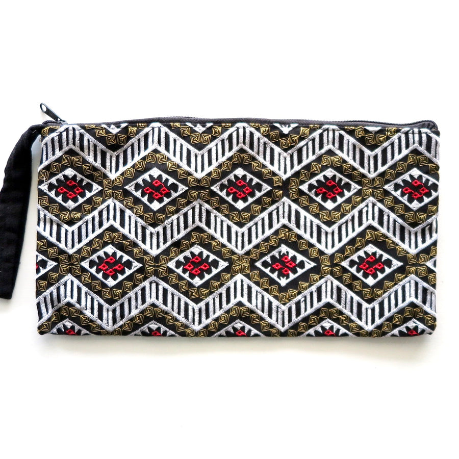 Geometric Embroidered Clutch