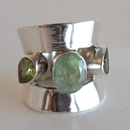 Peridot and Prehnite Ring