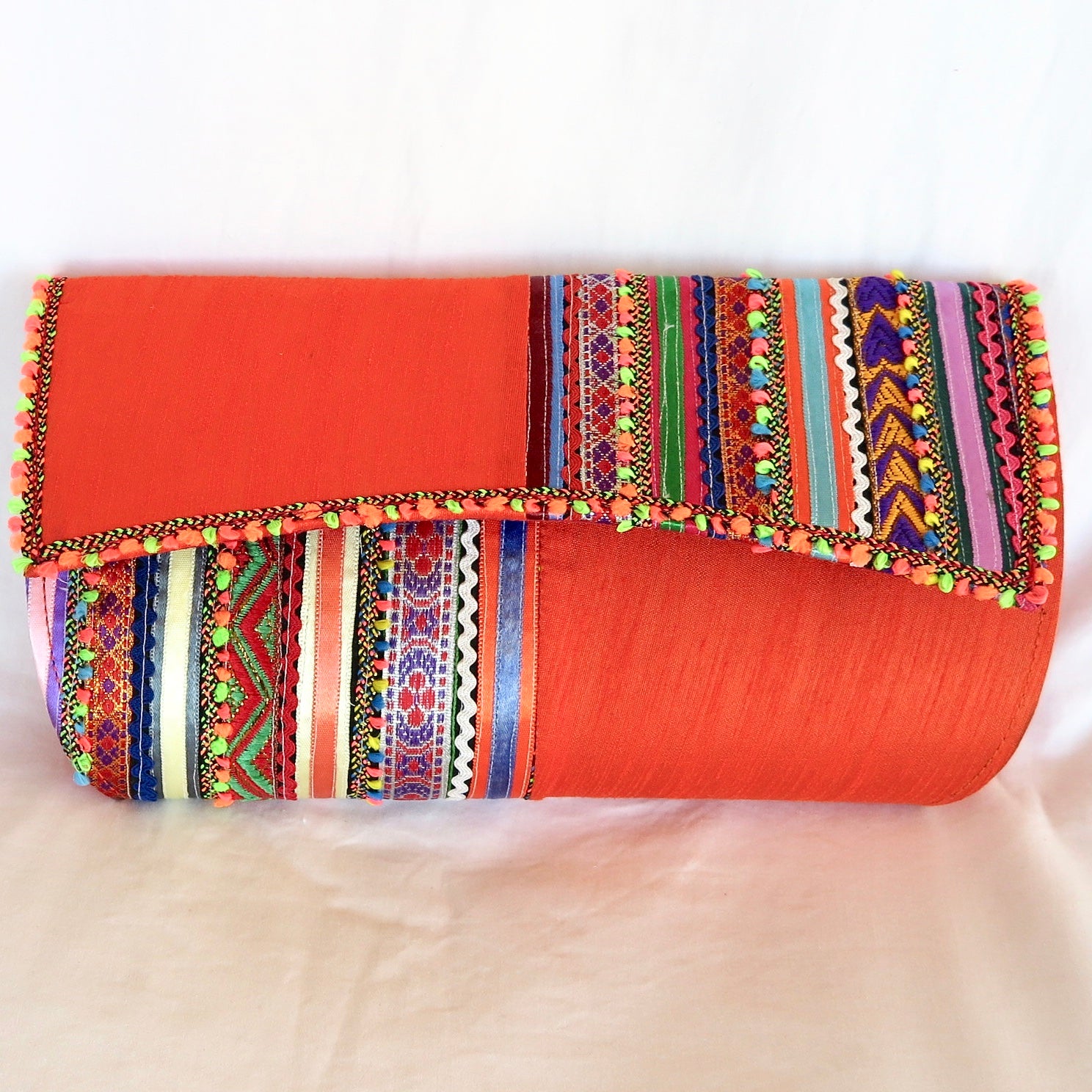 Orange Silk, Braided Clutch