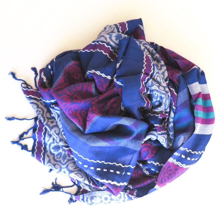 Purple and Blue Striped Scarf