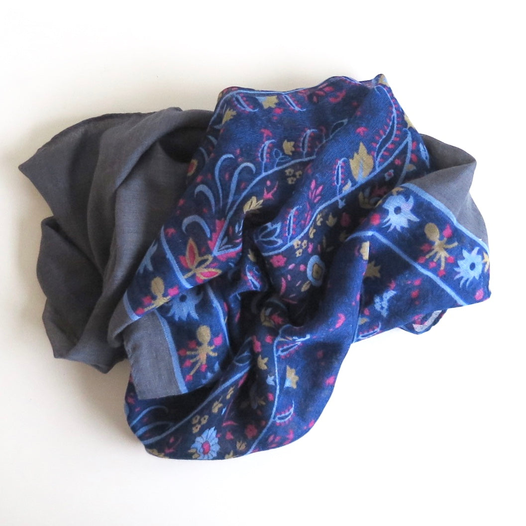 Charcoal and Blue Scarf