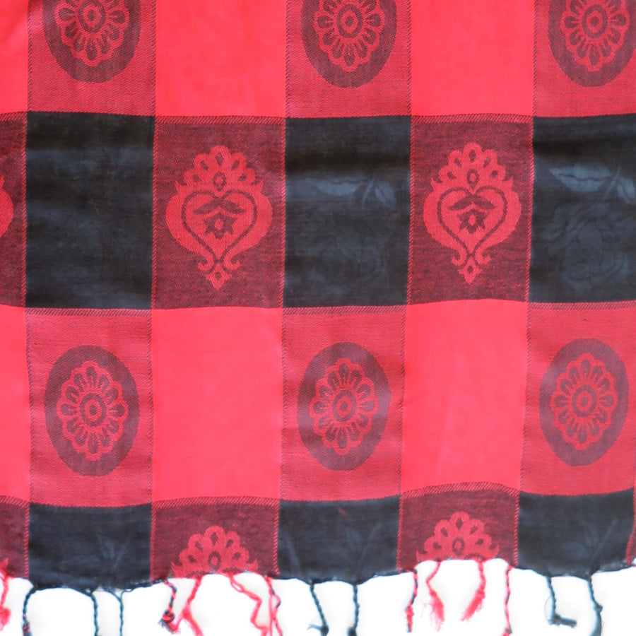 Red and Black Check Scarf