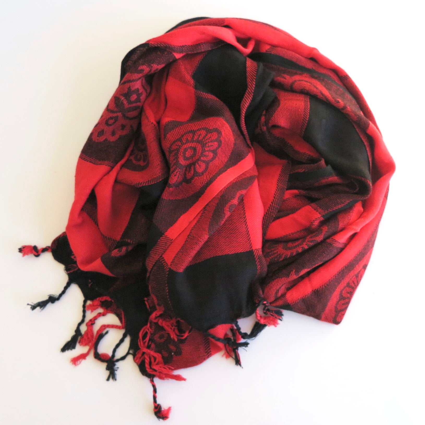 Red and Black Check Scarf