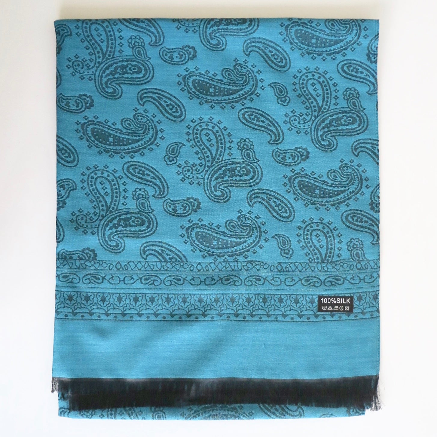 WholesaleShawl - Cotton/Silk #100 with Scarf Buckle Ring-Teal