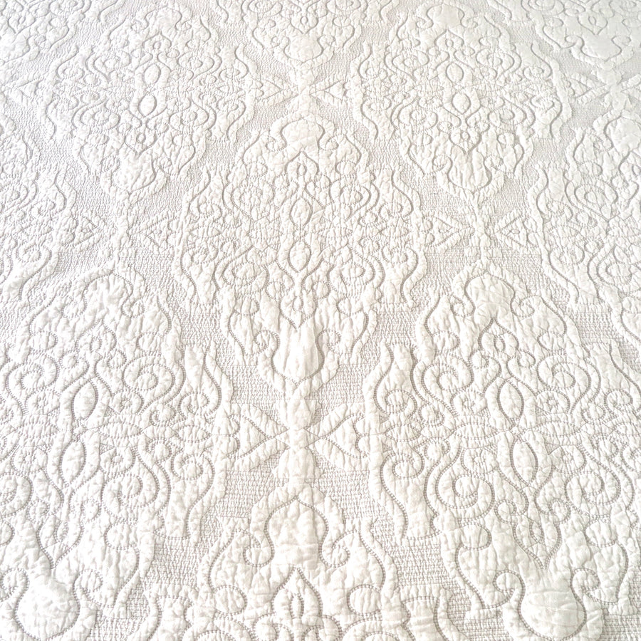 White Embossed Reversible, Bed Cover