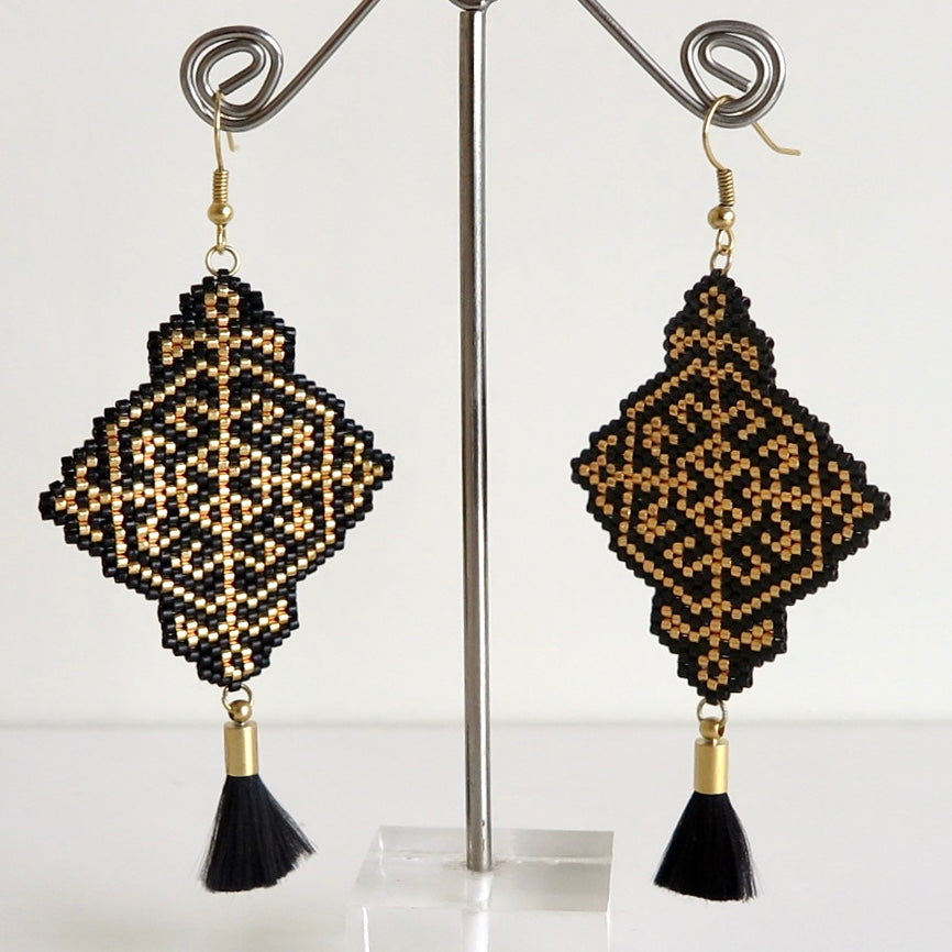 Black and Gold Geometric Earrings