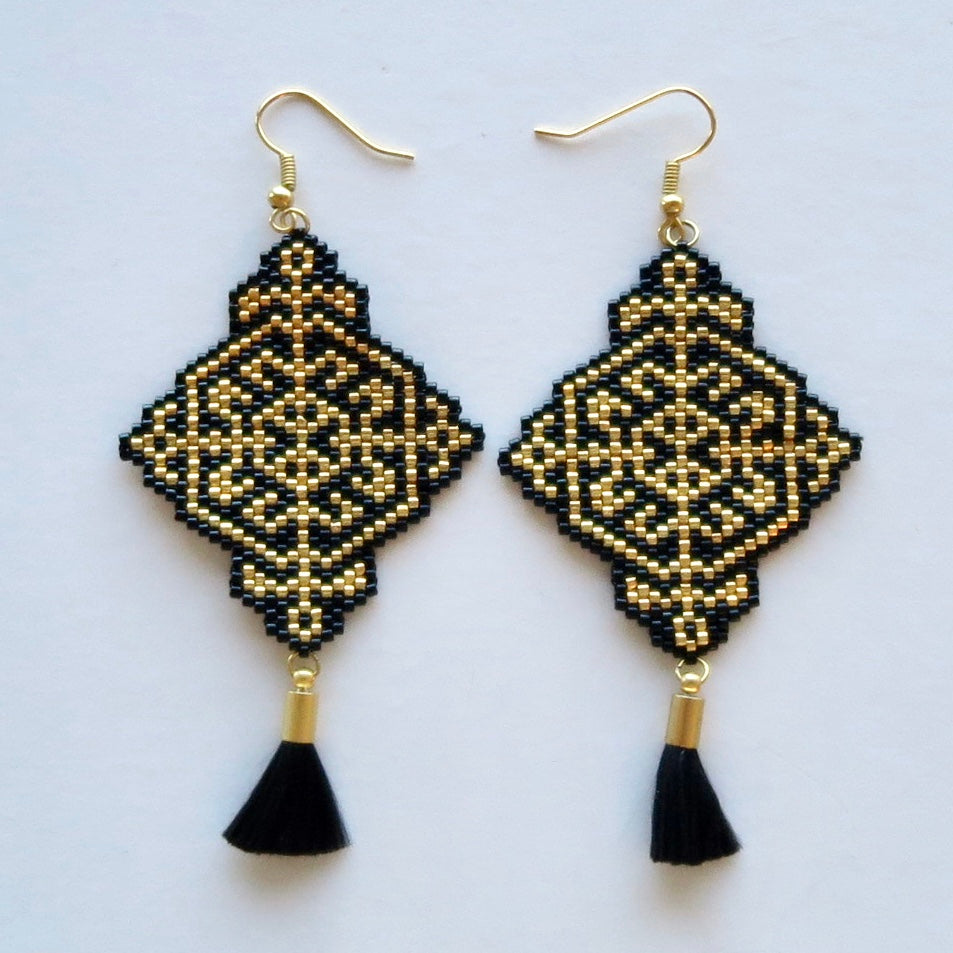 Black and Gold Geometric Earrings