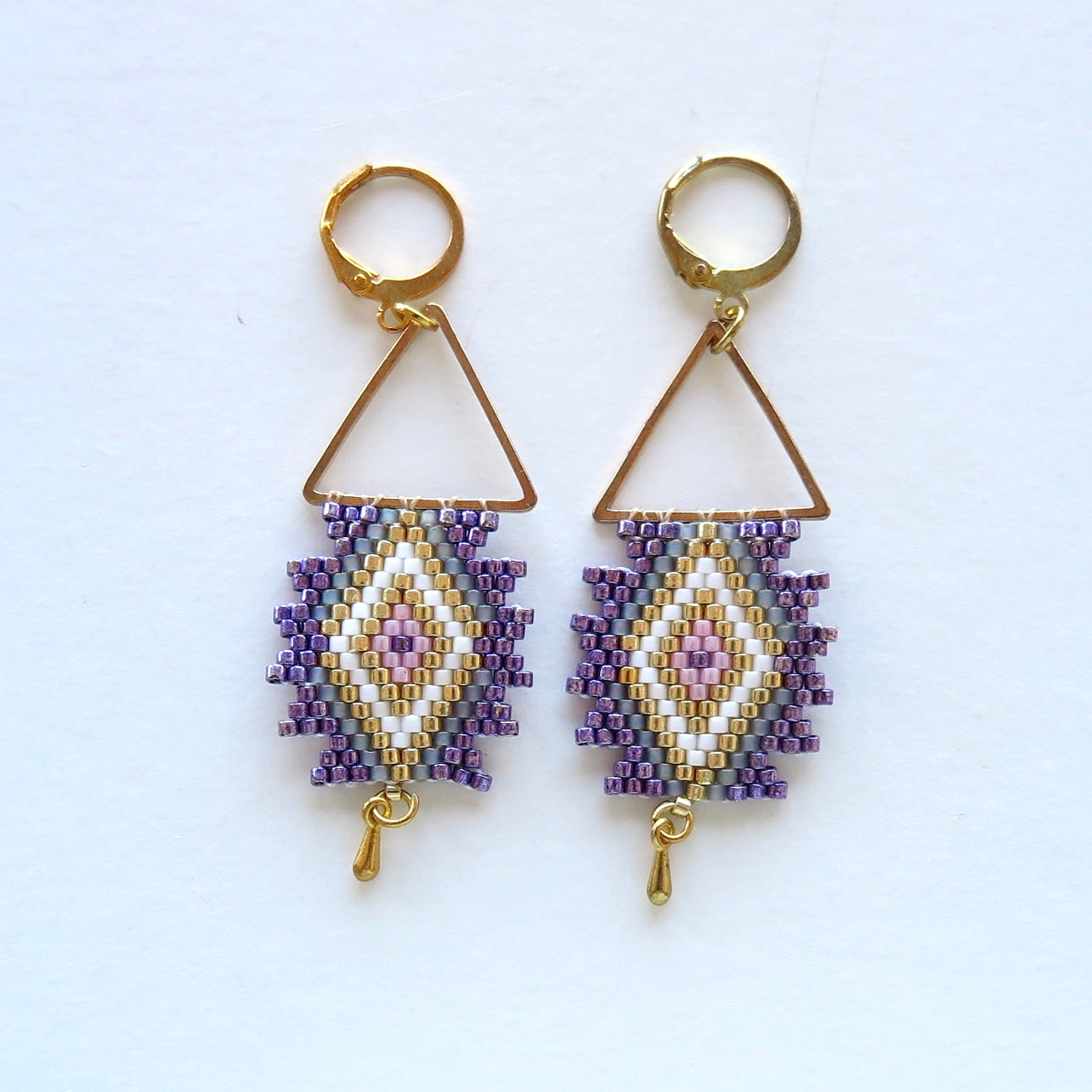 Lavender, Diamond Shaped, Earrings