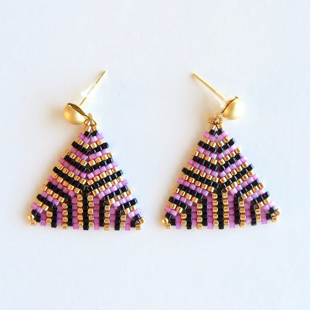 Pink and Gold Miyuki Earrings