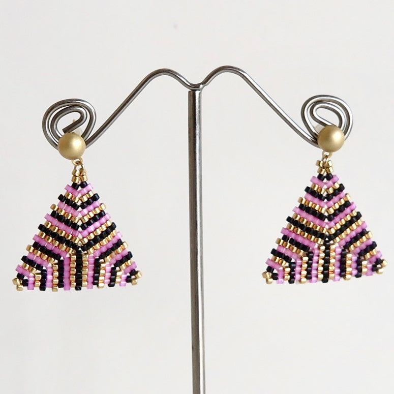 Pink and Gold Miyuki Earrings