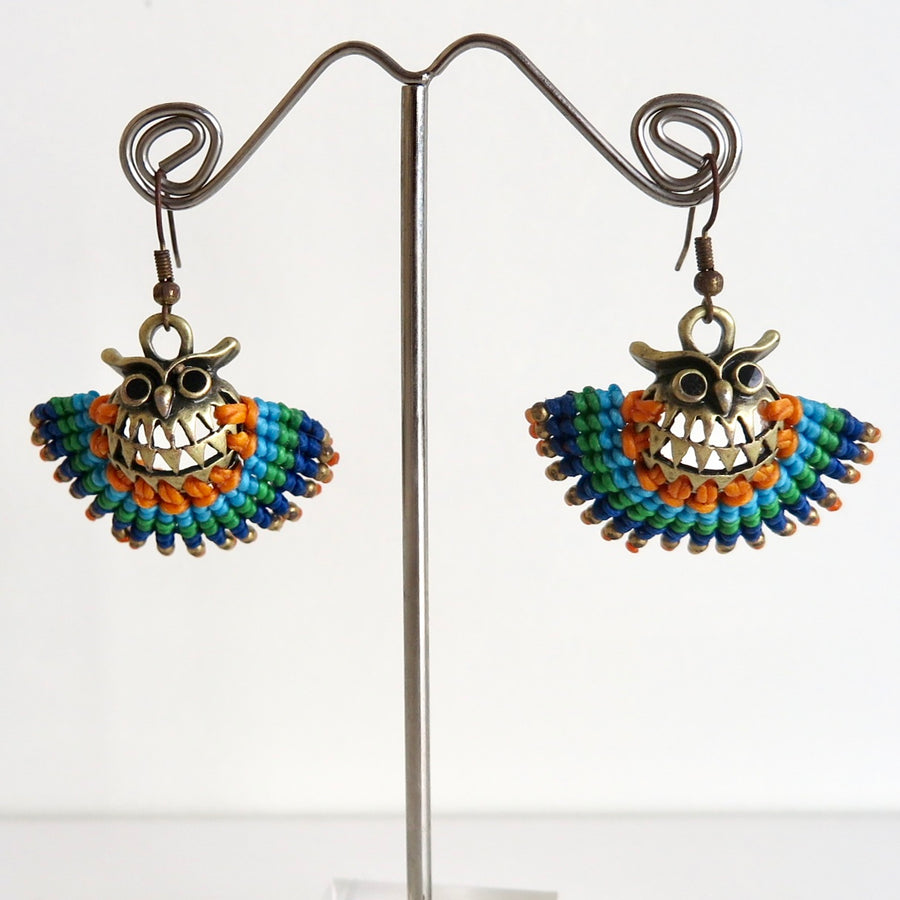 Owl and Bead Earrings