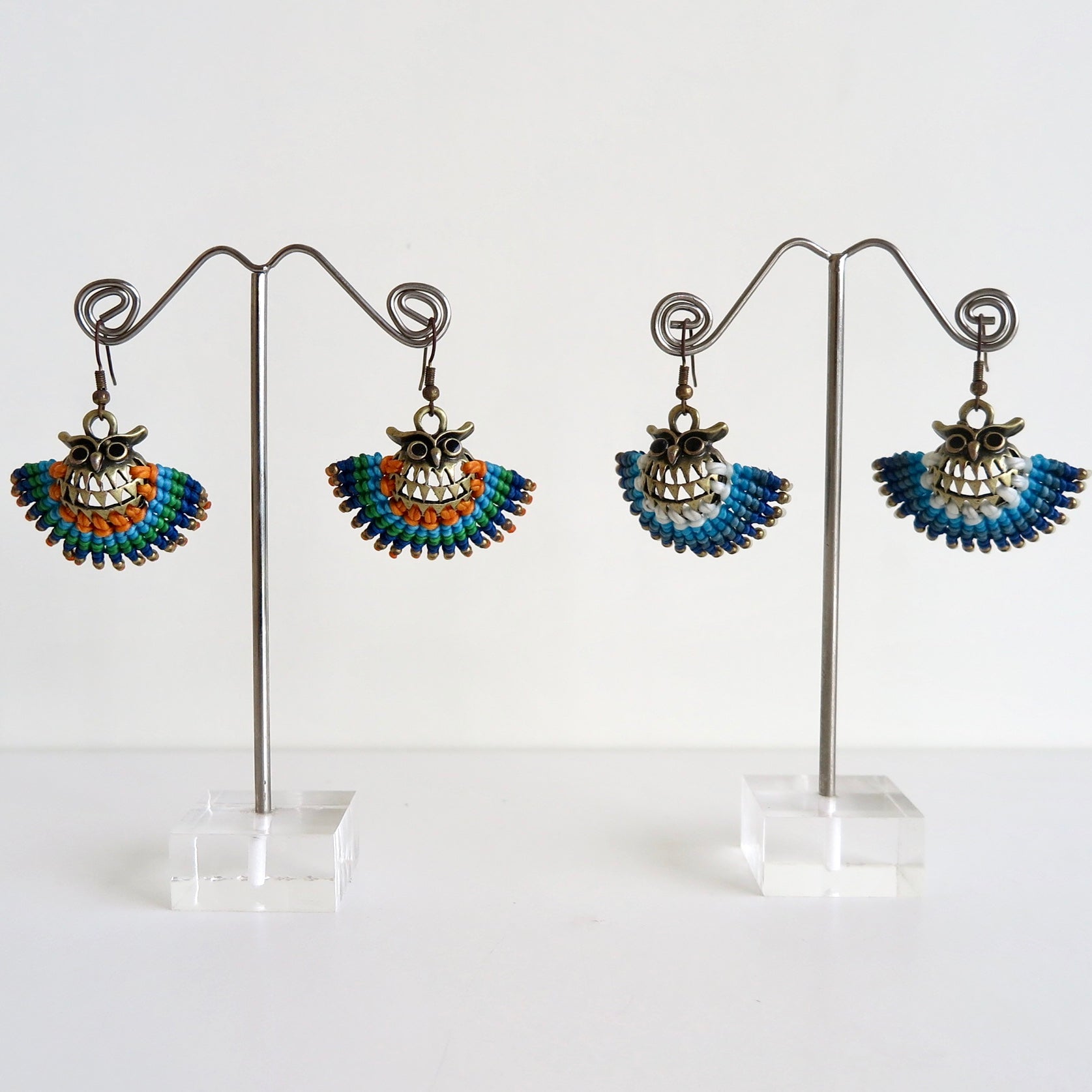 Owl and Bead Earrings