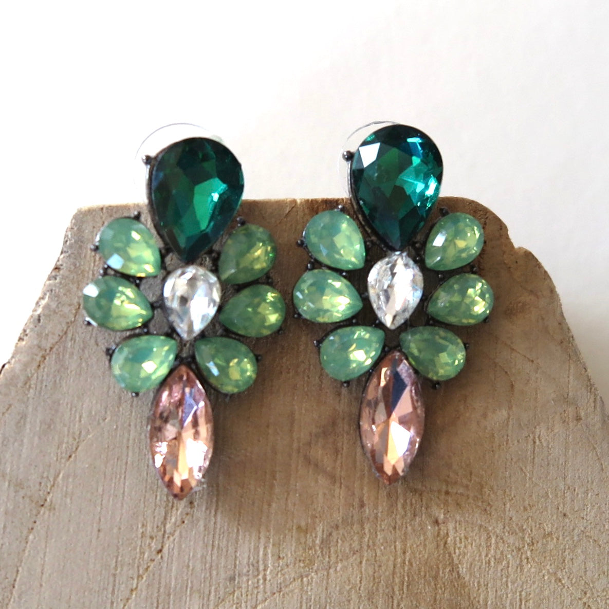 Emerald and Light Green Earrings