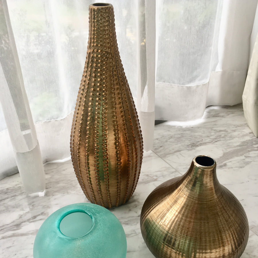 Golden, Beaded, Textured Vase