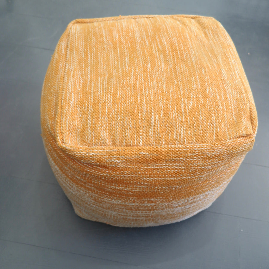 Orange and White Woven Ottoman