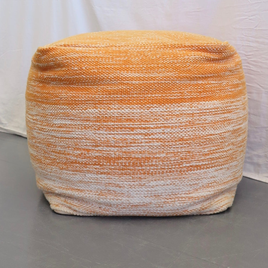 Orange and White Woven Ottoman