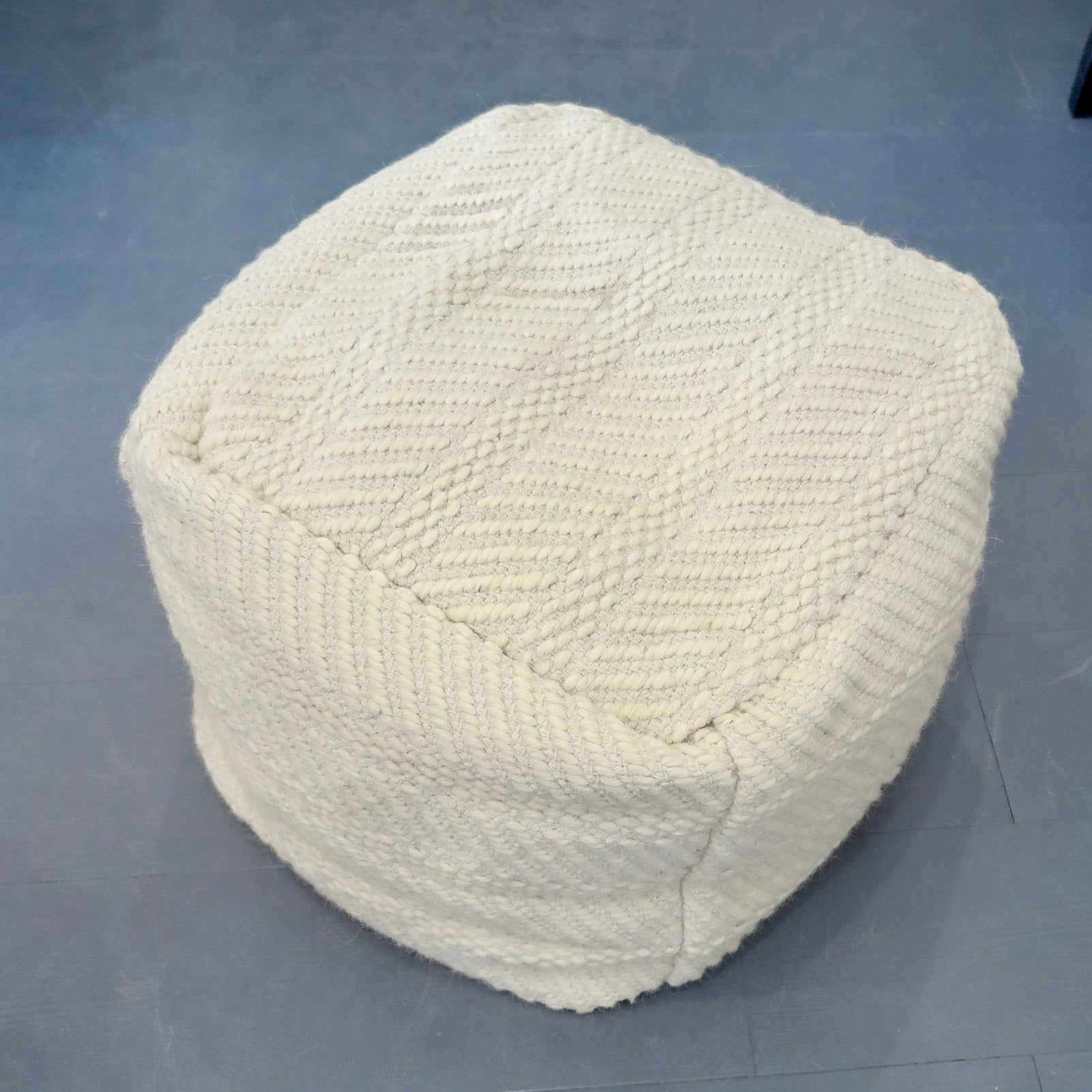 Cream Woven Ottoman