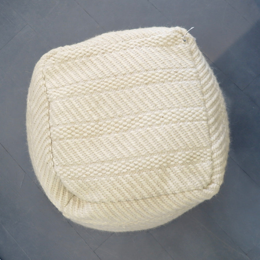 Cream Woven Ottoman