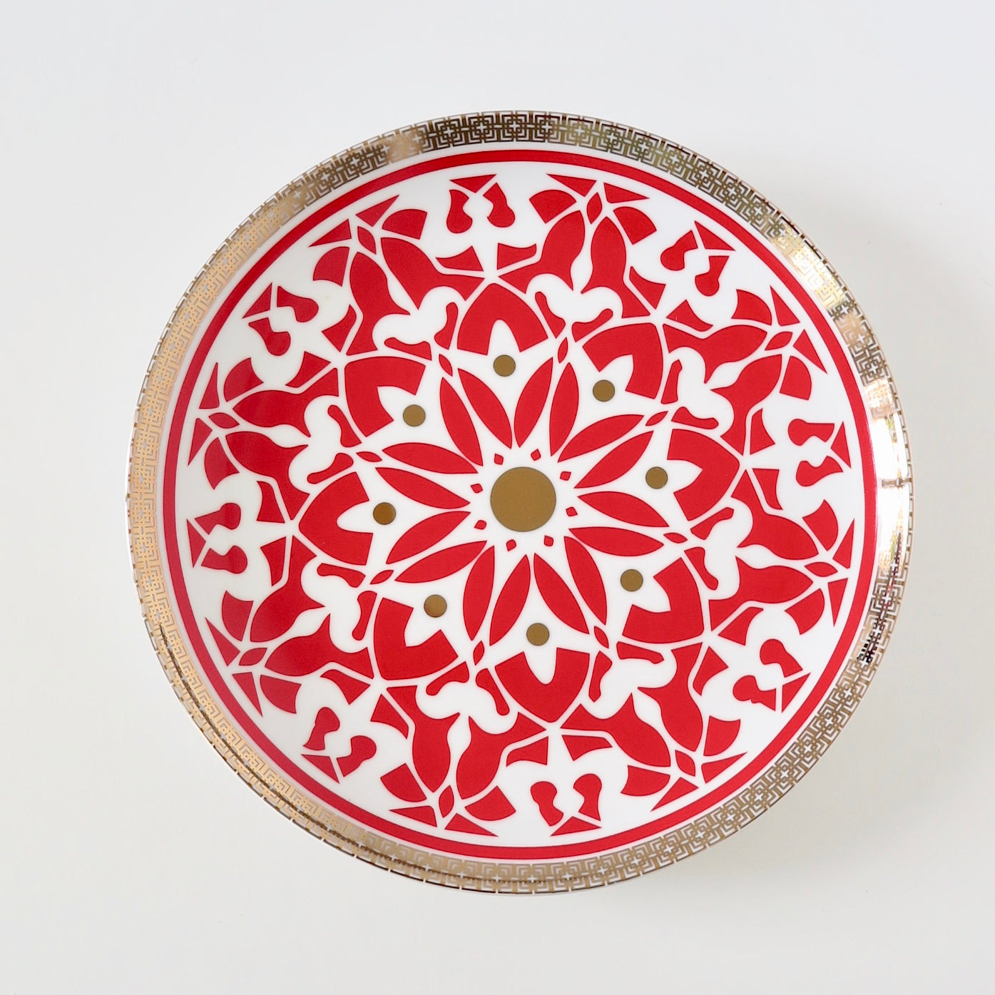 Red and White  Flower Plate - Nomad Designs Online