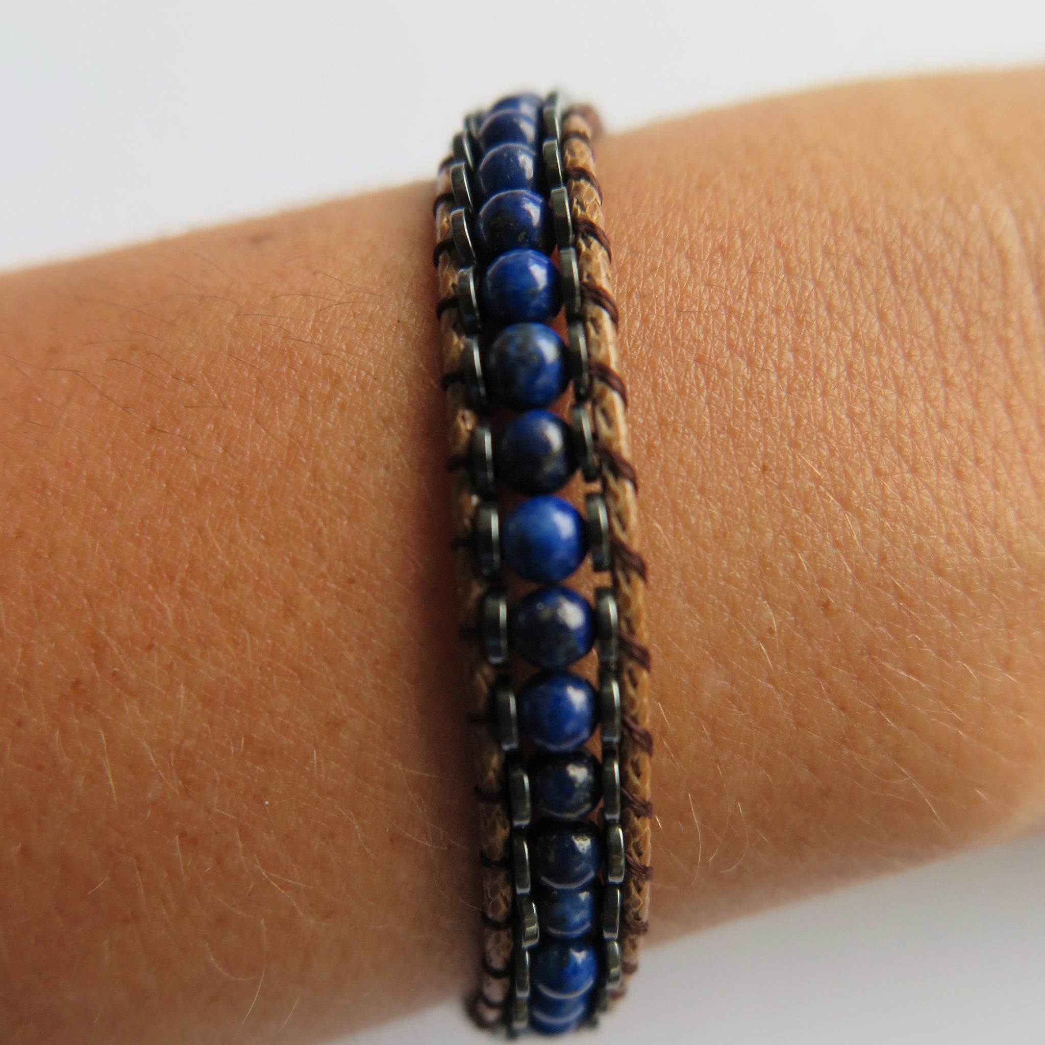 Blue Healing Stones & Leather Bracelets - Nomad Designs Online