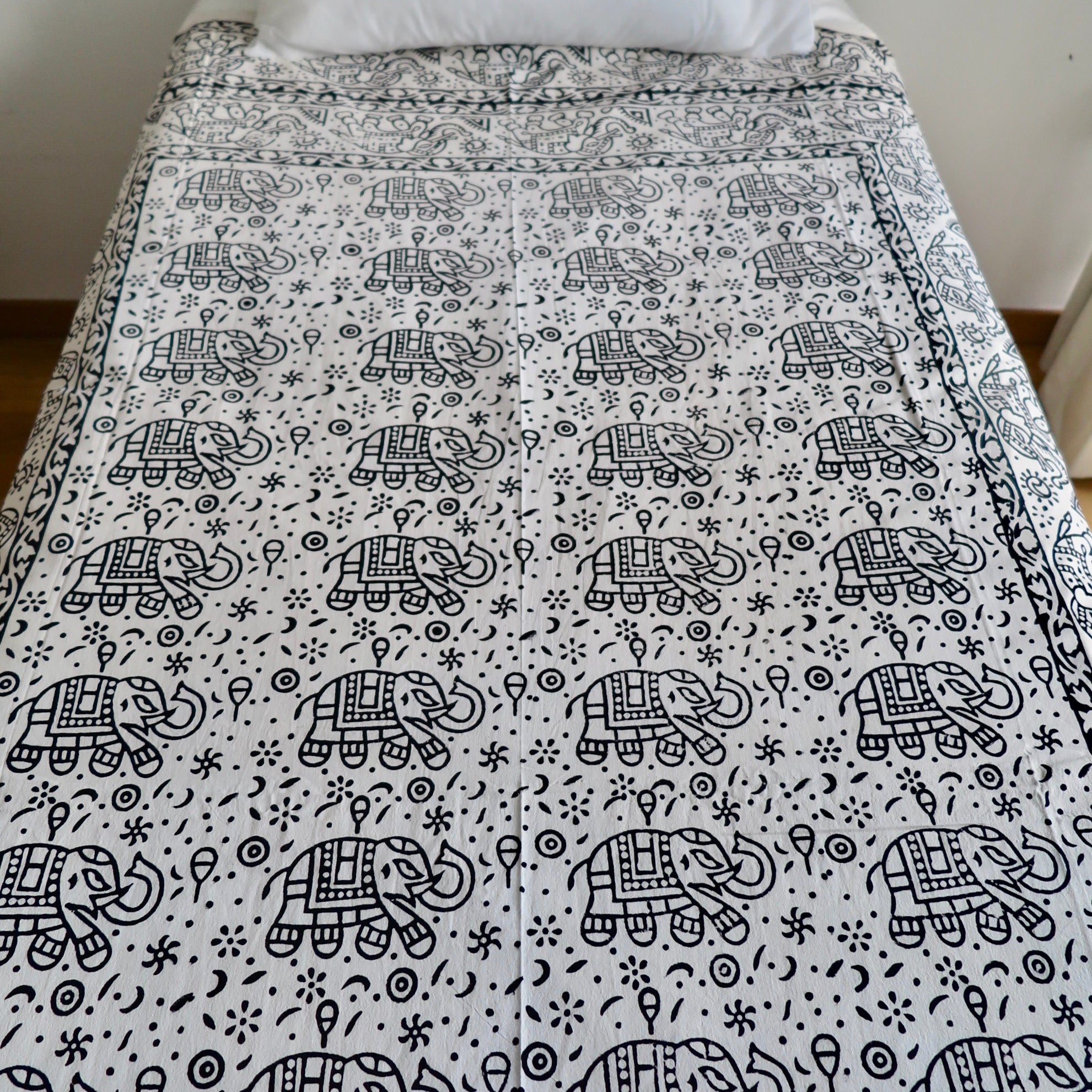 Black & White Elephant, Bed Cover - Nomad Designs Online