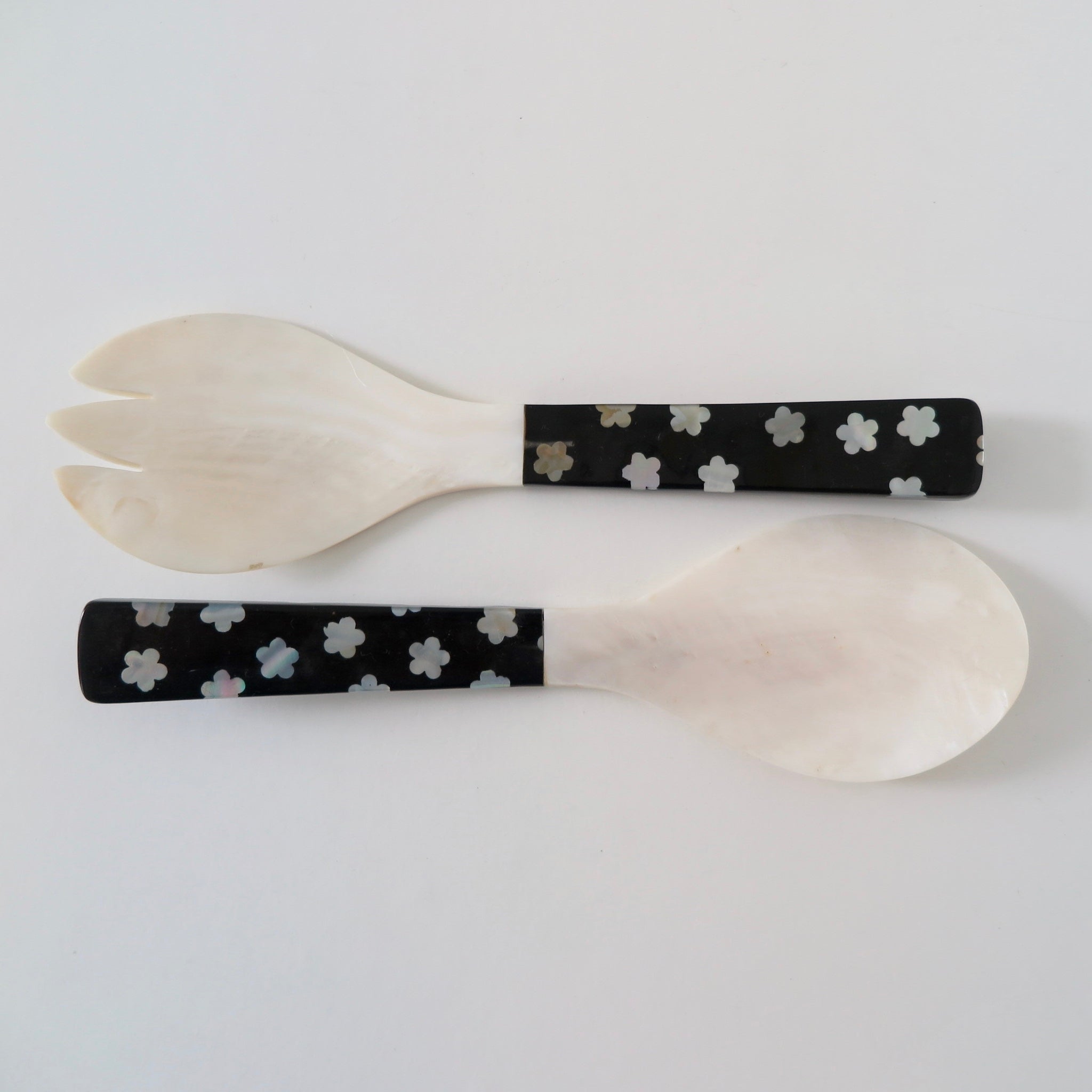 Black & White Mother of Pearl, Salad Servers - Nomad Designs Online