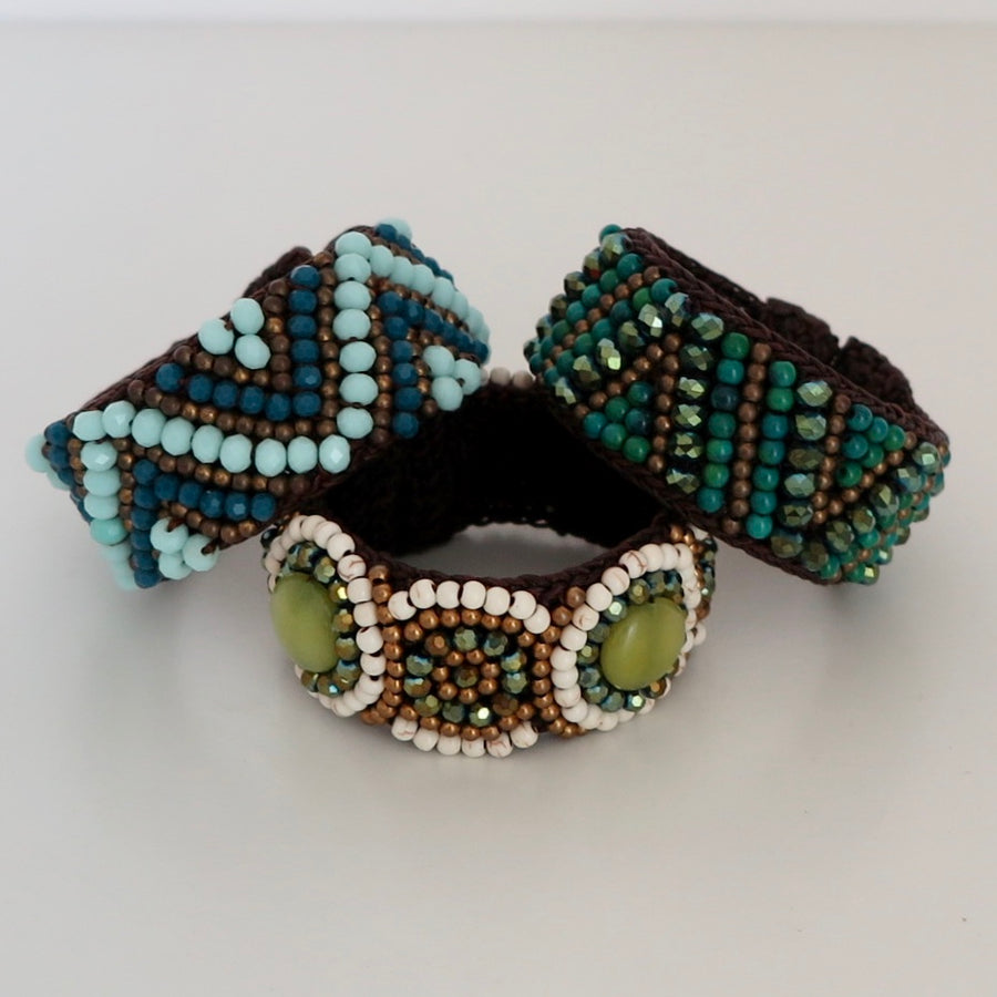 Knit and Bead Cuff Bracelets