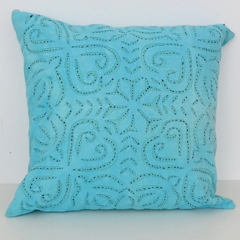 Sky Blue Appliqué Cushion Cover - Nomad Designs Online