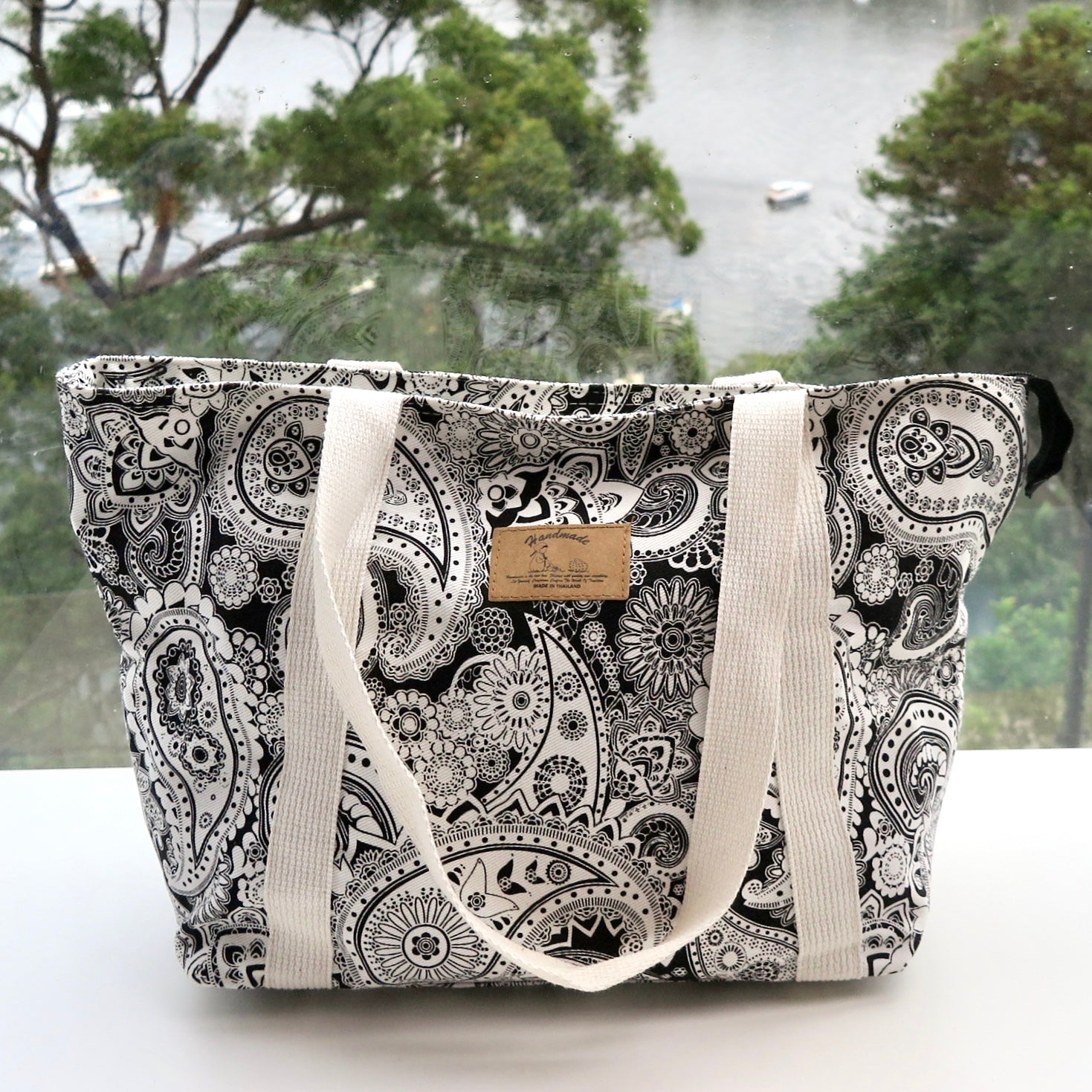 Black & White Handmade Beach Bag - Nomad Designs Online