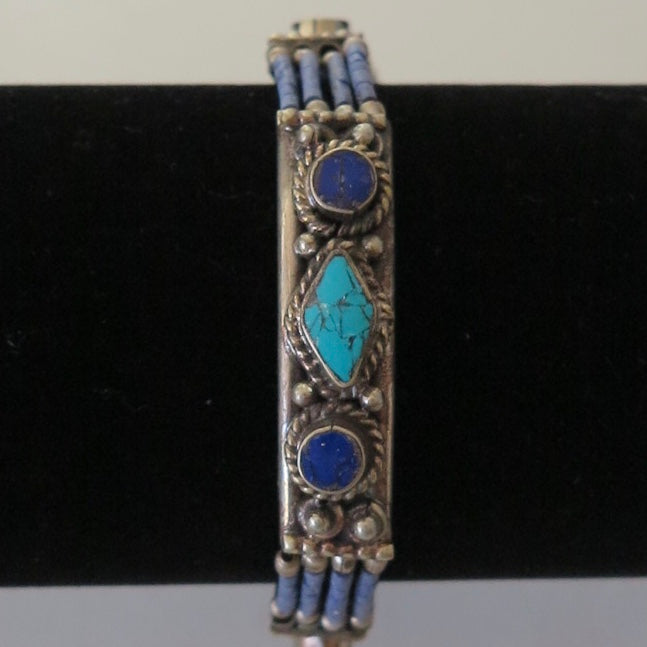 Blue Bead, Cuff Bracelet - Nomad Designs Online