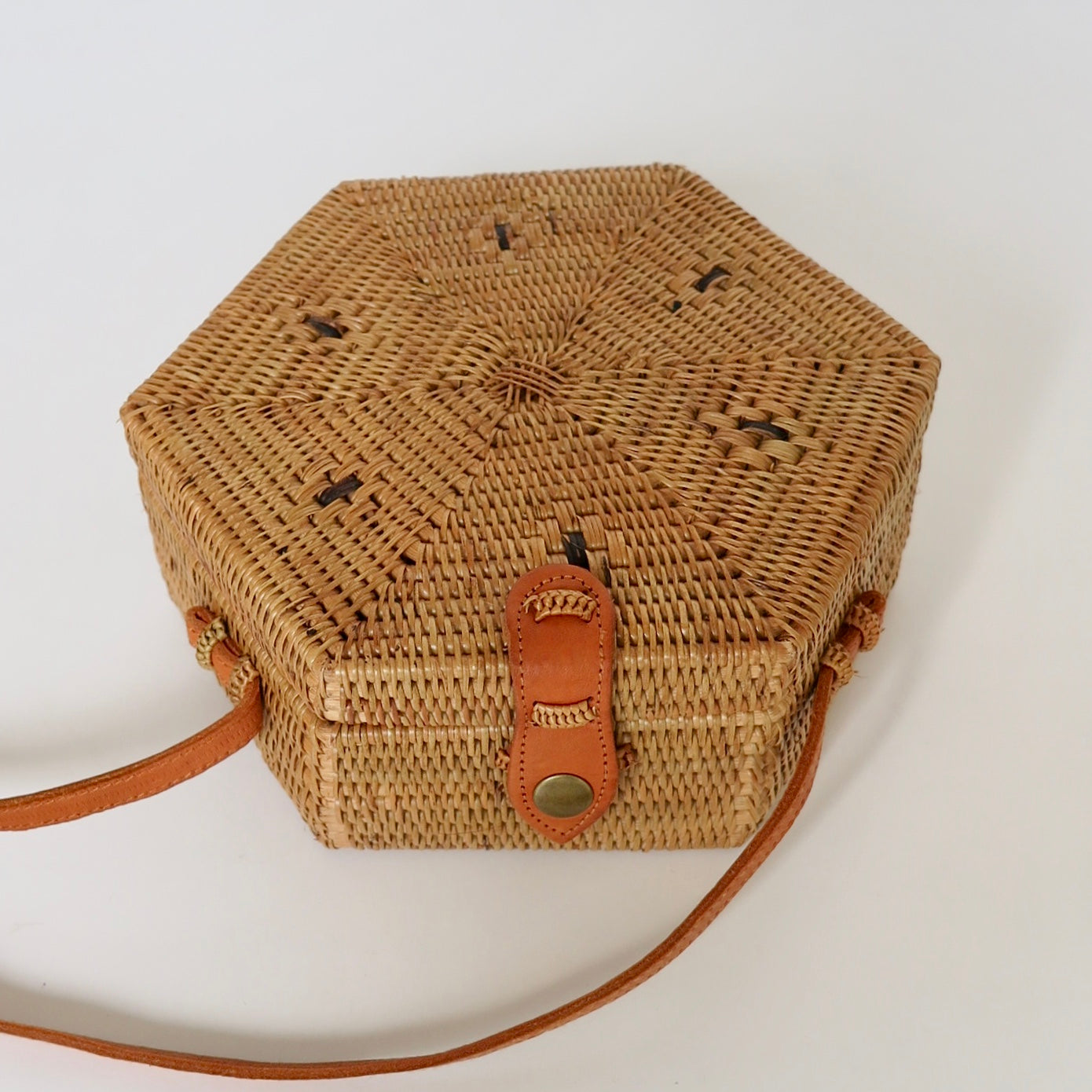 Hexagon Rattan Cross Body Bag - Nomad Designs Online