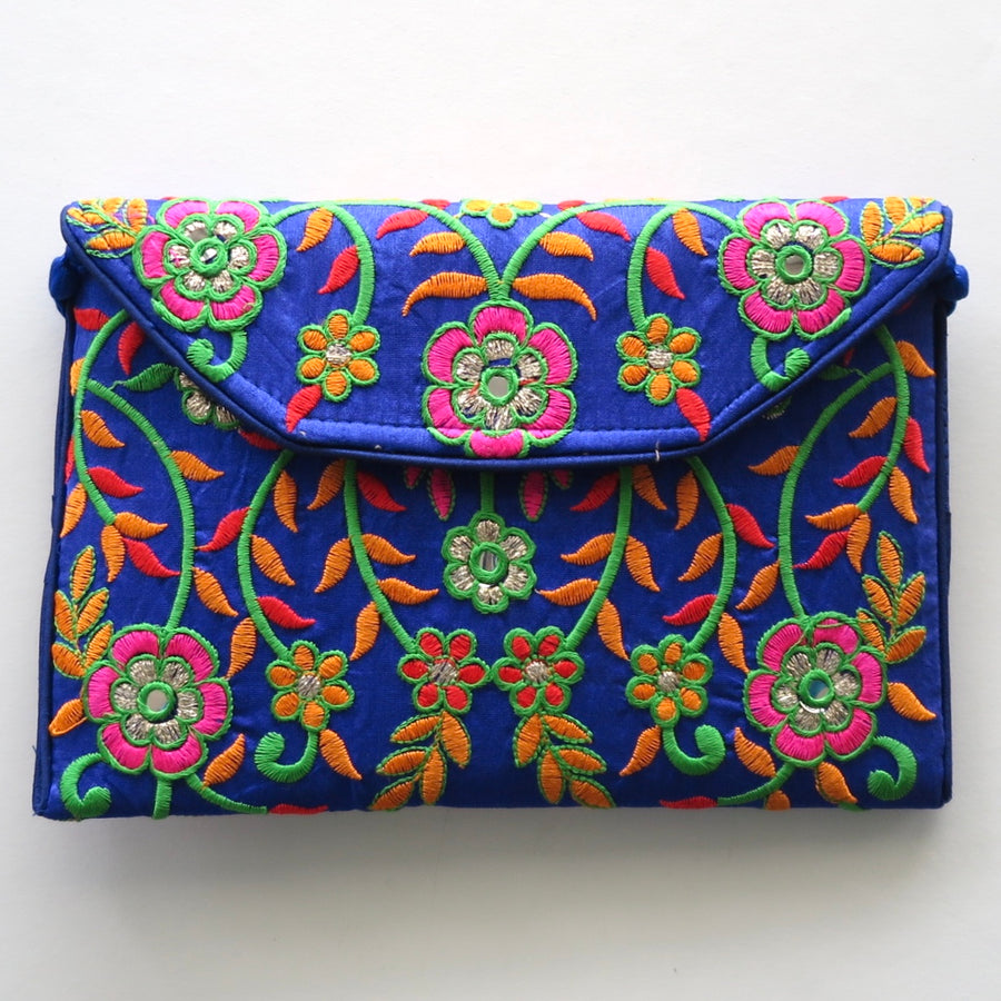 Blue with Pink & Orange Flowers Cross Body Bag - Nomad Designs Online