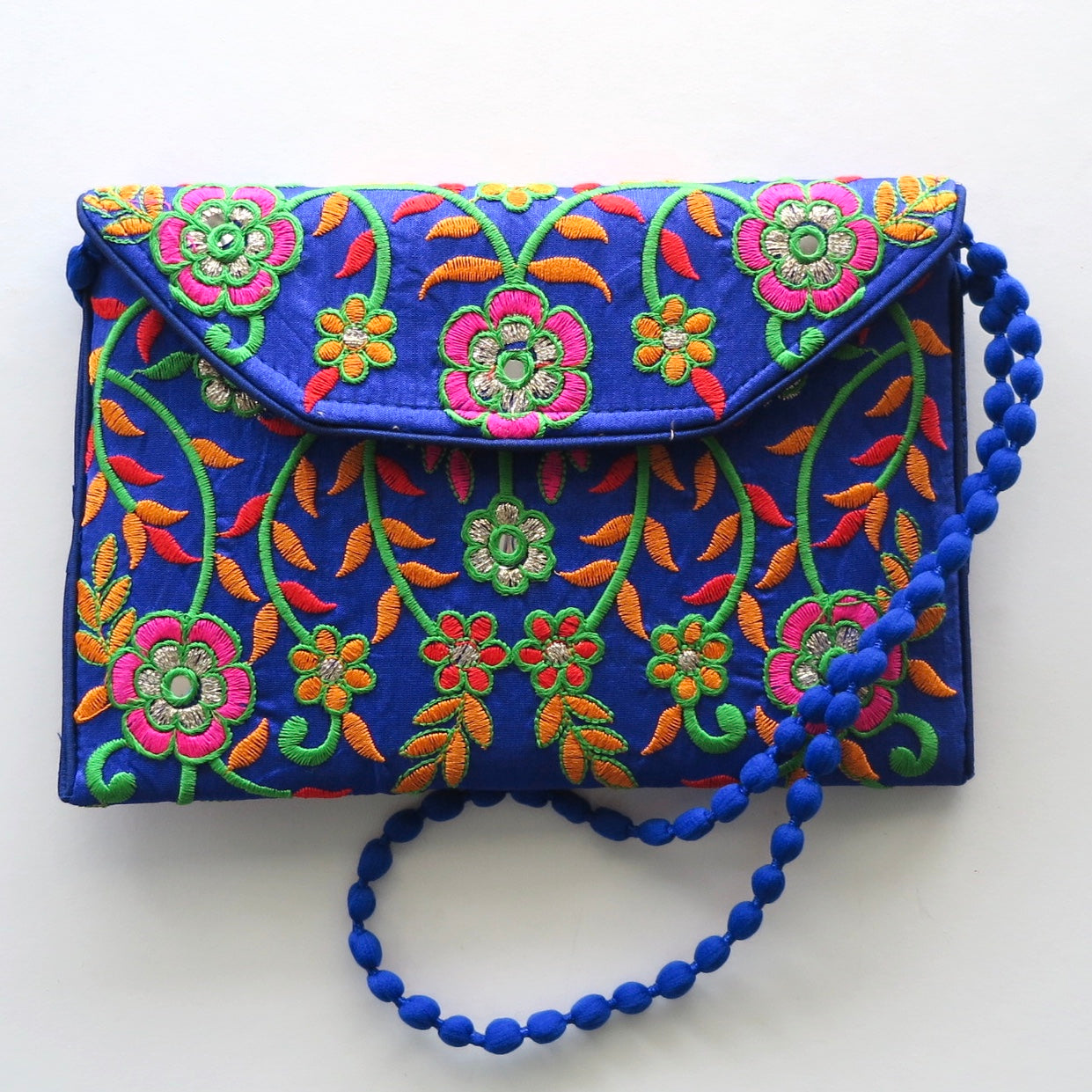 Blue with Pink & Orange Flowers Cross Body Bag - Nomad Designs Online